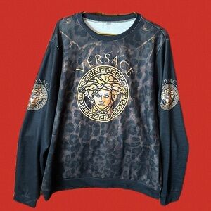Medusa Animal Print Black and Gold Unisex Light Sweater From Japan